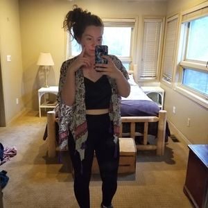 Floral wrap light shawl with fringe